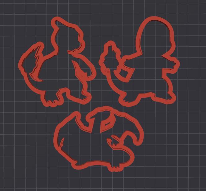 Charmander, Charmeleon, Charizard Cookie Cutter Bundle