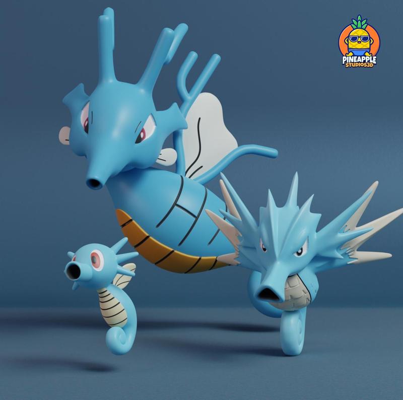 Pokemon - Horsea, Seadra and Kingdra with 2 poses