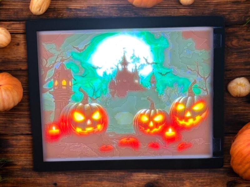 Halloween Graveyard Lithophane + Frame
