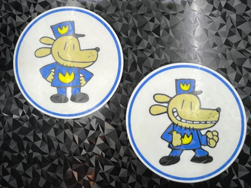 Set of 2 Dog Man drink coasters