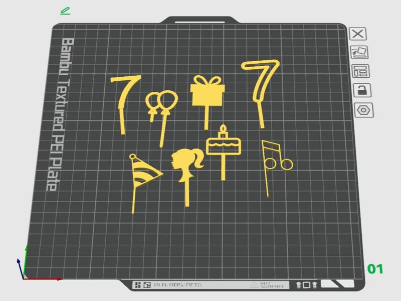 Set of 8 Cake Toppers for Birthday Cake