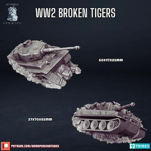 Broken WW2 German Tiger Tanks (Pre-supported)