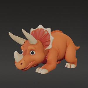 Playful Baby Triceratops 3D Model for Printing