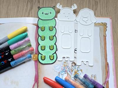Caterpillar Reindeer Dog Bookmark Coloring Craft