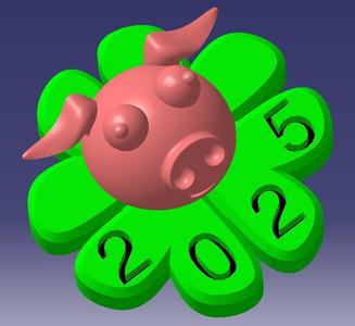 Lucky charm; clover pig; clover pig; New Year;