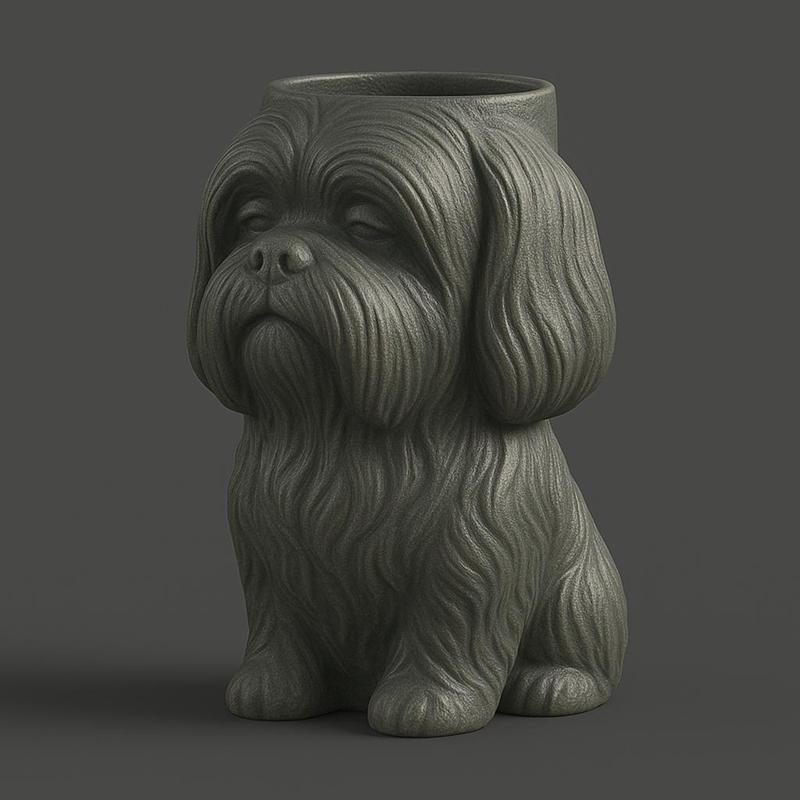 Lhasa Apso Dog Planter – 3D Printable Cute Pet Flower Pot STL