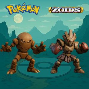Mecha Hitmonchan + Mecha Hitmonlee Pack - Pokémon Zoids Crossover 3D Print Figures