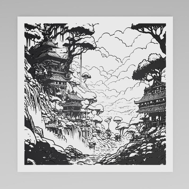 JAPAN FANTASY LANDSCAPE ART (NO SUPPORT REQUIRED)