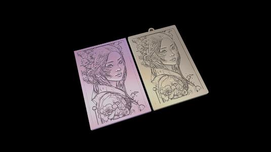 Japanese Art Keychain - oriental Woman