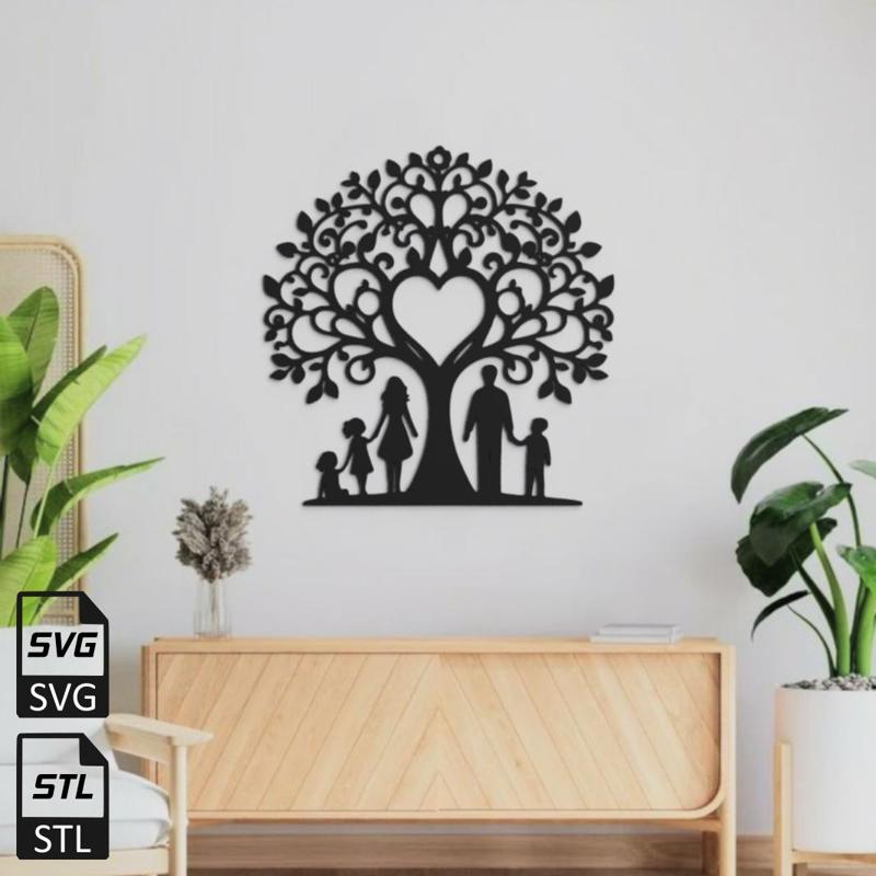 Family Tree 2D Wall Art STL SVG