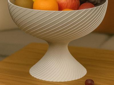 Elegant 3D-Printed Fruit Bowl with Spiral Design
