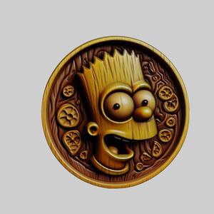 Bart Simpson Cartoon Medallion for CNC Router Laser & 3D Printer