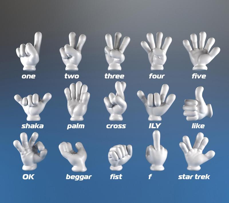 Cartoon hand 5 fingers Pack 01