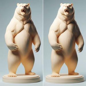 409 Minimalist Upright Snarling Bear Statues