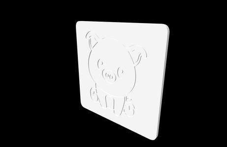 Farm Animals - Sitting Pig - Square Coaster