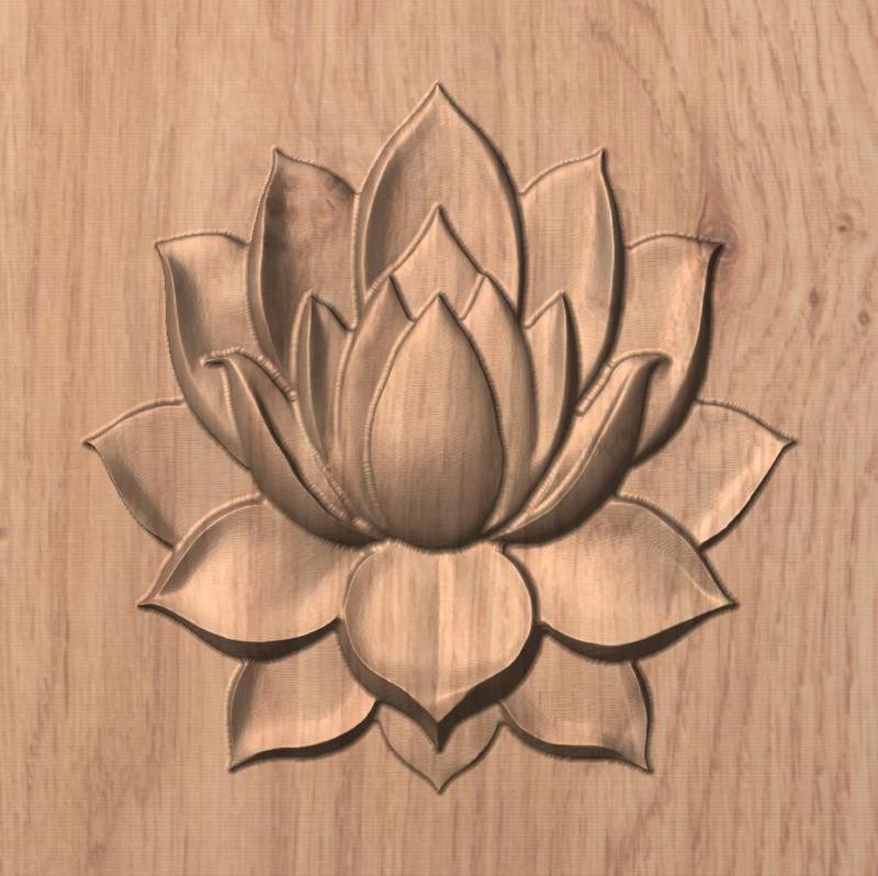 Lotus Flower CNC Relief – STL 3D Model for Wood Carving | CNC Router Digital File (Personal Use)