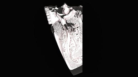 Detailed SIlver Skull Ring 3D Model Mens ring Print Ready 3D print model