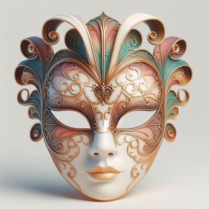 632 Venetian Carnival Mask Color 3D Model, magic, dragon, serpent, mask, gnome, gorgon, venetian carnival, wild, fox, monster, cat, fair, witch, werewolf, horror, beast, snake, troll, skeleton dance