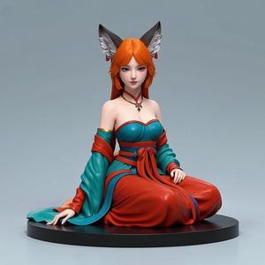 1365 COLORFUL Fox Spirit Woman in Pu Song Ling Style, beast, magic, creature, fantasy, wood, base, sword, warrior, wild, cat, monster, fox, godzilla, fair, witch, werewolf, horror, beast, gothic, troll