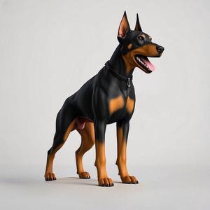 1368 Color 3D Model of a Laughing Doberman Pinscher on a Pedestal, pug, dachshund, poodle, cat, dog, monkey, elephant, beagle, bear, lion, fox, faun, pomeranian, troll, wolf, doberman pinscher, totem, newfoundland, crocodile