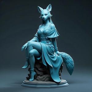 1204 Fox Spirit Woman in Pu Song Ling Style, beast, magic, creature, fantasy, wood, base, sword, warrior, wild, cat, monster, fox, godzilla, fair, witch, werewolf, horror, beast, gothic, troll