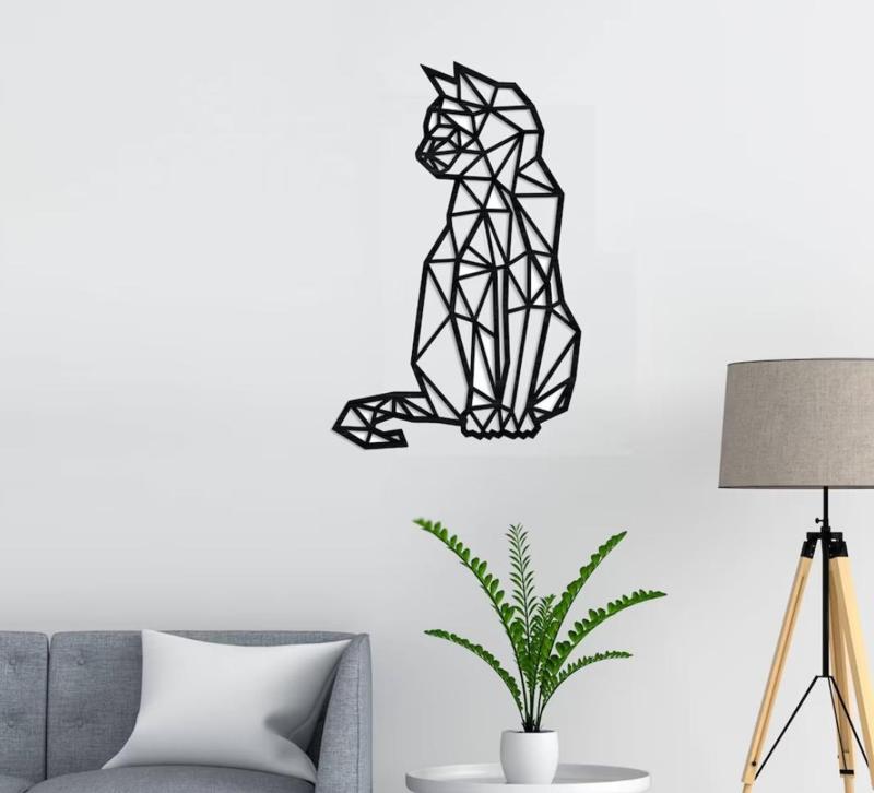 Cat Wall Decor - Animal Wall Decor - Wall Art Decoration - Cat Wall Art - Nursery Wall Decor - Geometric Figure Decor