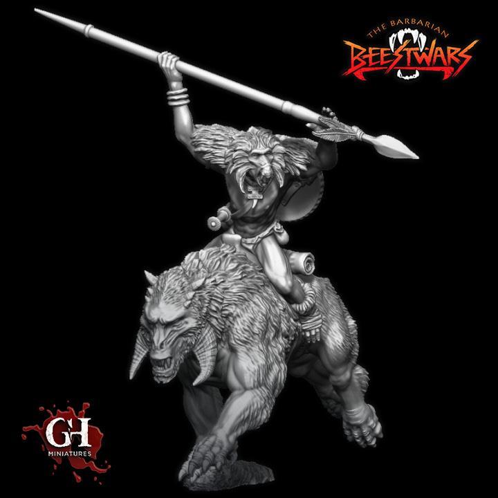 Gldn01: Geladan with spear on warbeest (Supported)