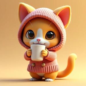 Kitty with coffee   