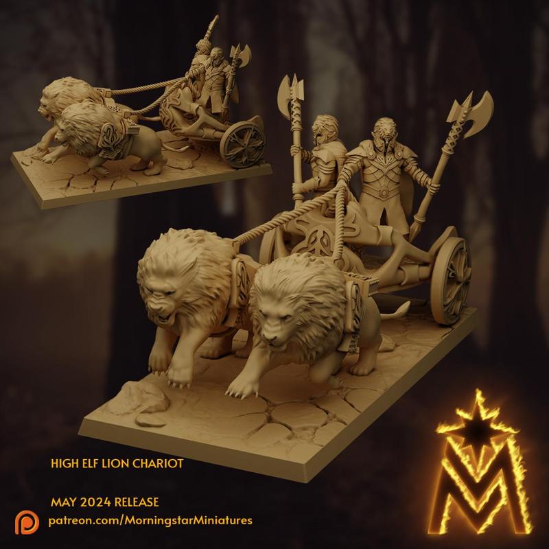 High Elf Lion Chariot | 32mm Scale Presupported
