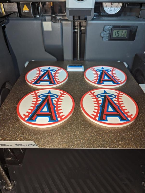 Los Angeles Angels Four Drink Coasters With Holder