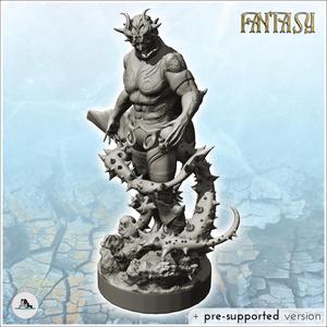 Evil creature with horns, cape and spiked tail (8) - Medieval Fantasy Magic Feudal Old Archaic Saga 28mm 15mm Chaos Darkness Demon