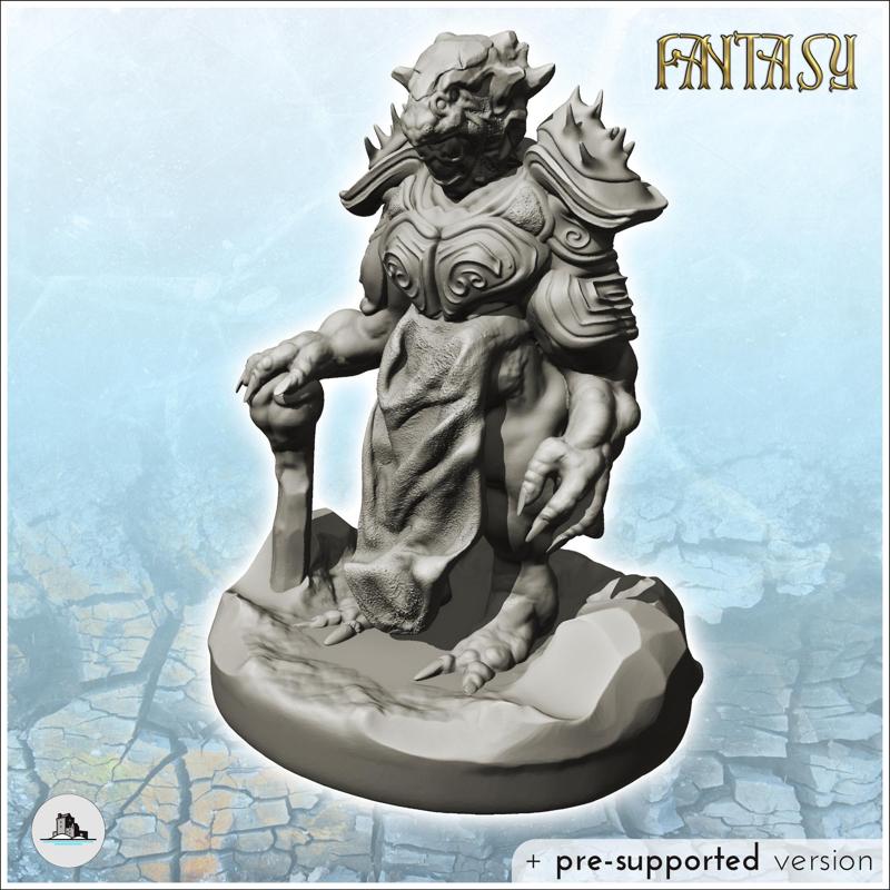 Evil lord in armor with shoulder protection and weapon (15) - Medieval Fantasy Magic Feudal Old Archaic Saga 28mm 15mm Chaos Darkness Demon