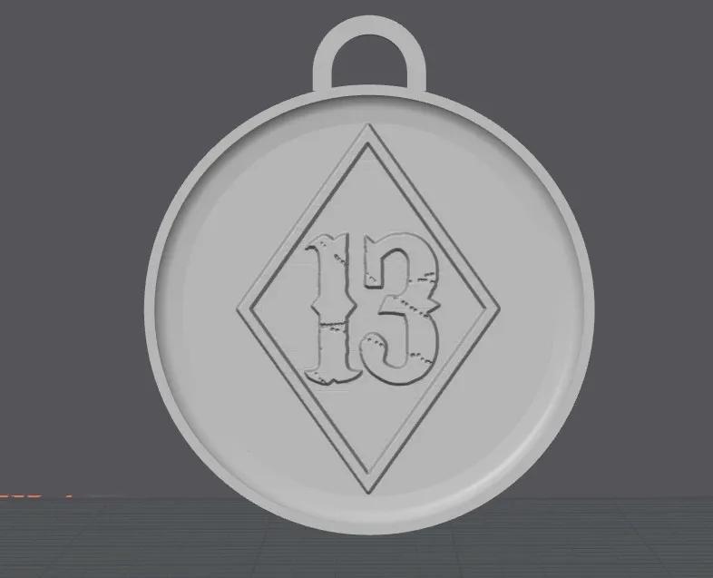 Diamond 13 Keychain   