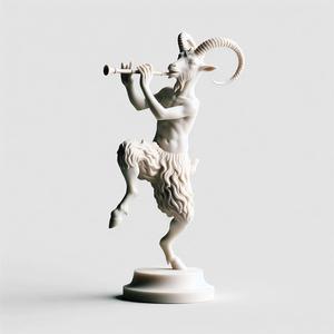394 Dancing Faun with Flute, fantasy, art, sculpture, model, animal, 3d model, statue, creature, magic, 3d print, collectible, wood, sword, base, warrior, wild, low poly, lion, monkey