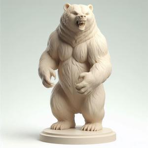 414 Minimalist Upright Snarling Bear Statue