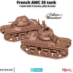 French AMC 35 Tank with pilot - 28mm