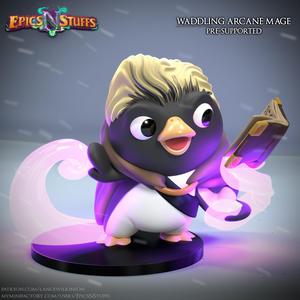 Waddling Arcane Mage Miniature - Pre-Supported