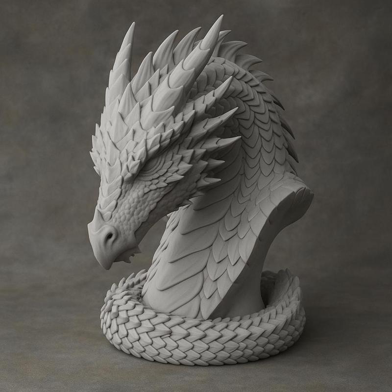 Sleeping Dragon Bust – Fantasy Creature 3D Printable Art