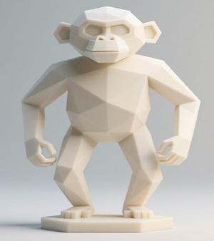 202 Low Poly Monkey Figure, character, monster, fantasy, art, sculpture, model, animal, 3d model, statue, creature, magic, 3d print, collectible, cat, wood, dragon, sword, base, warrior, wild, dog