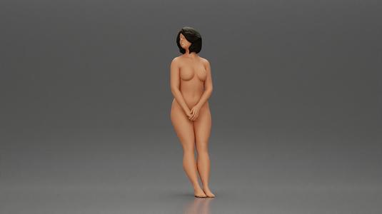 Naked Woman leaning on the car