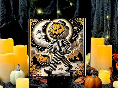 “Midnight Stroll” – Classic Halloween Jack 1 - Vintage Pumpkin Gentleman Halloween Hueforge Art Piece   
