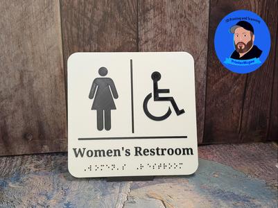 Women's Restroom Bathroom Toilet Sign Braille V2