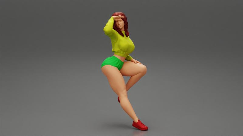 Sexy Pretty Girl sitting Wearing Short Mini