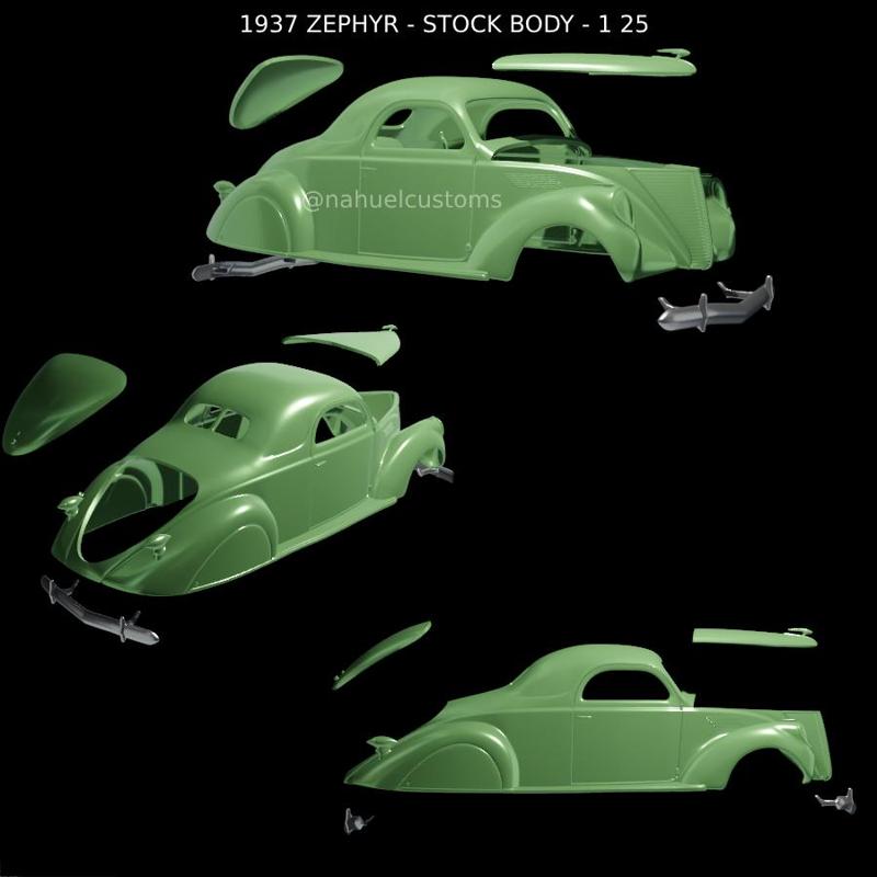 1937 ZEPHYR - STOCK BODY - 1 25 - SEPARATED HOOD AND TRUNK