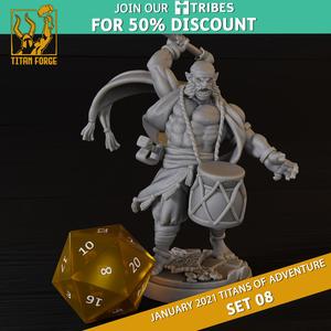 Half-Orc Male Bard - RPG Hero Character D&D 5e - Titans of Adventure Set 08