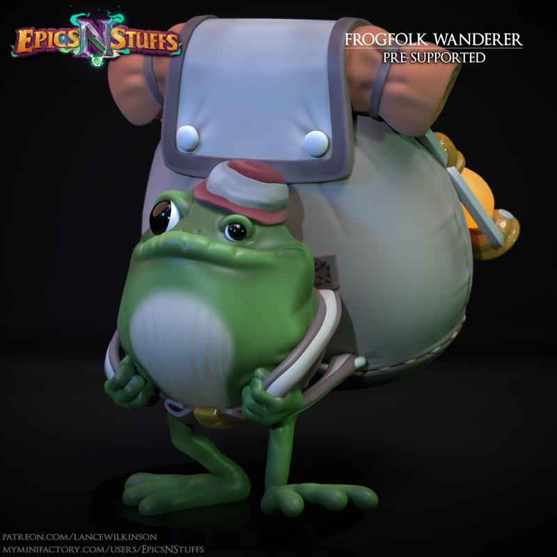 Frogfolk Wanderer Miniature, Pre-Supported