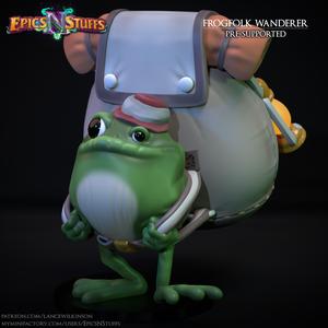 Frogfolk Wanderer Miniature, Pre-Supported
