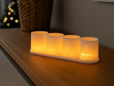 Christmas LED Tealight Cups on Tray