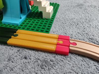 Wooden train tracks compatible with DUPLO