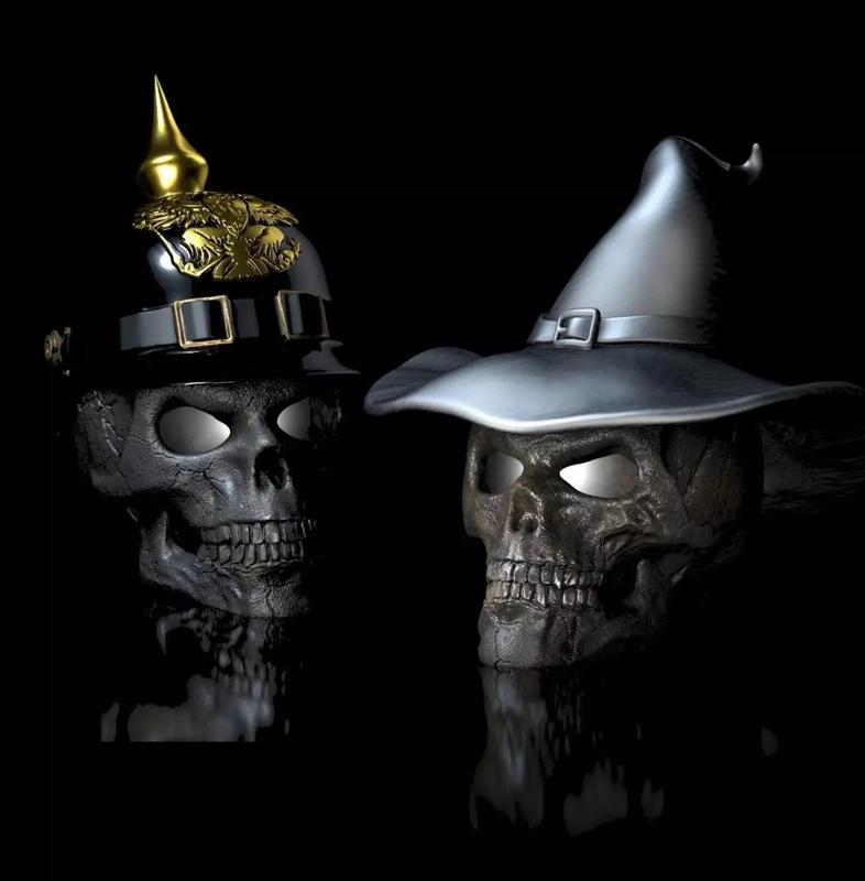 2-Pack- 30 Percent-  Skulls  Witch Hat and Pickelhaube